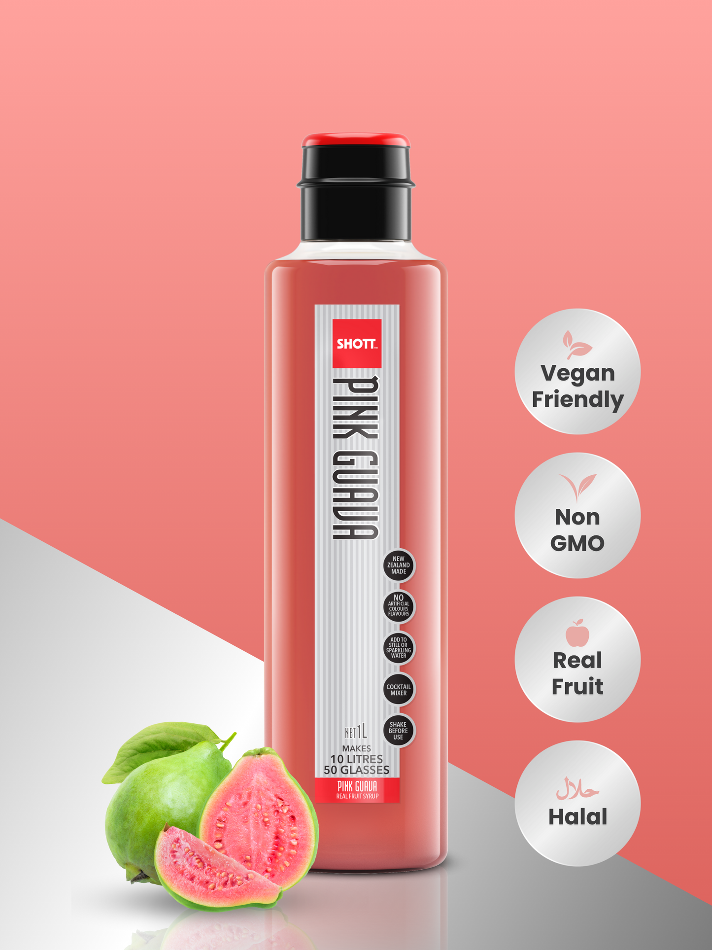 SHOTT Beverages Pink Guava Syrup 1L
