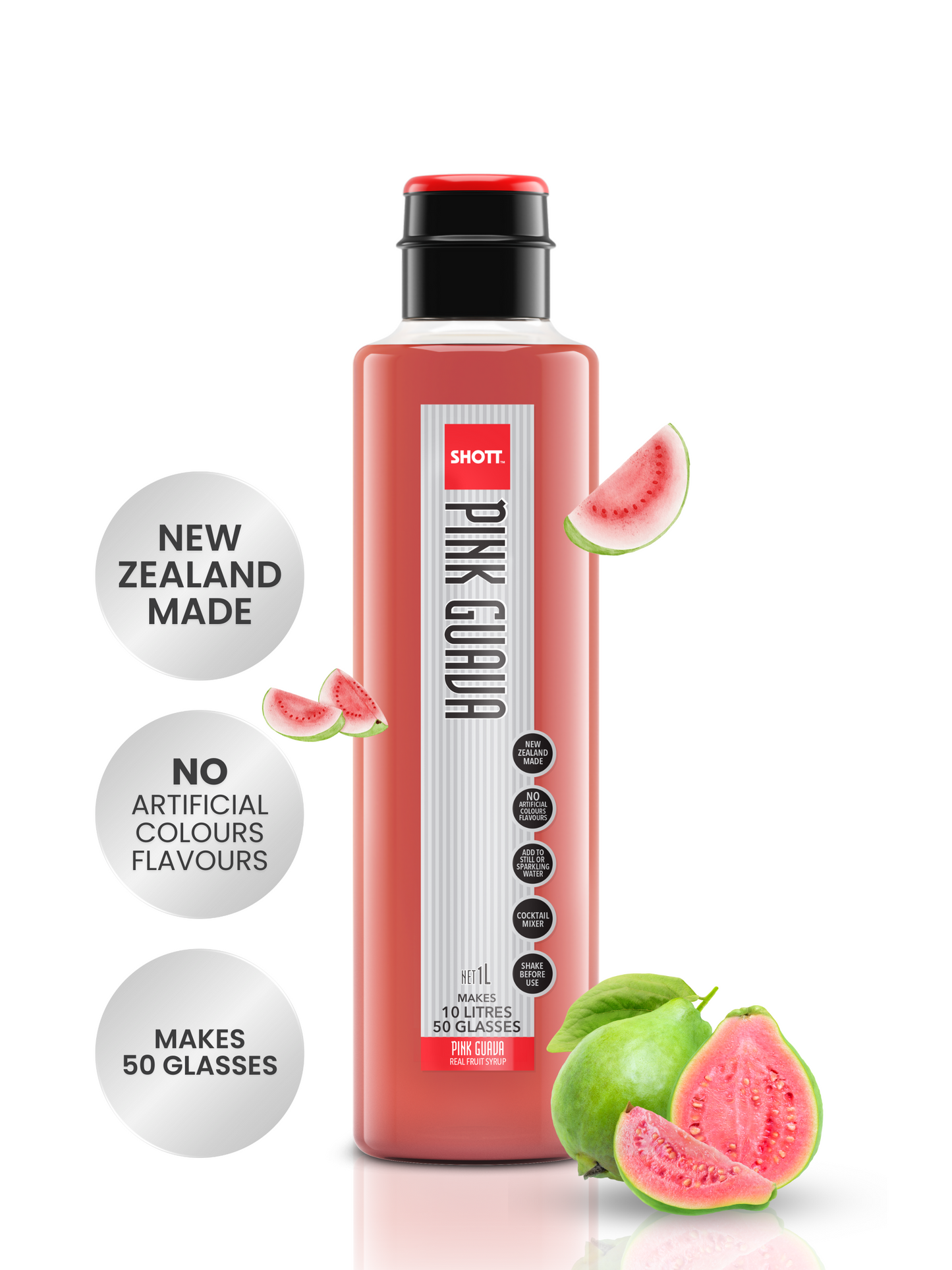 SHOTT Beverages Pink Guava Syrup 1L