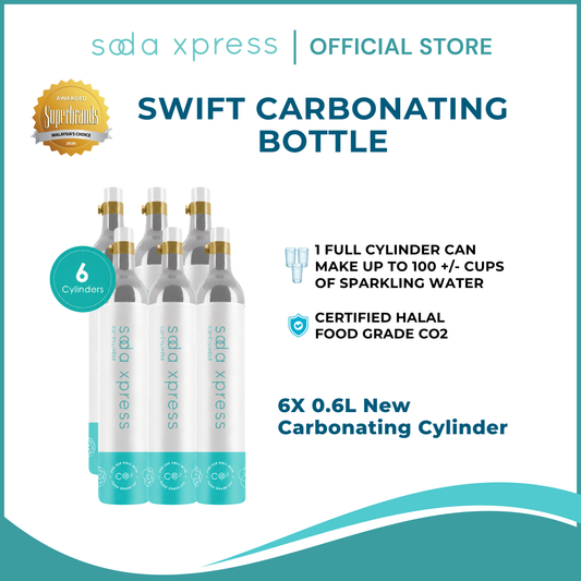 SodaXpress New Carbonating Cylinder x6 Bundle Halal Sparkling Water Machine Co2 Carbonating Gas Soda Maker