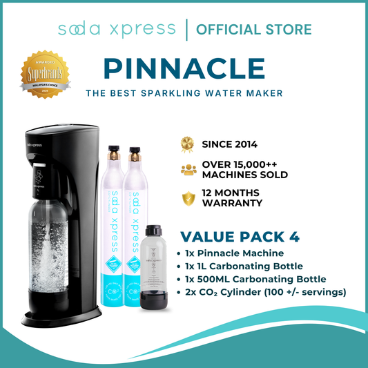 SodaXpress PINNACLE Value Pack 4 Soda Maker Sparkling Water Machine