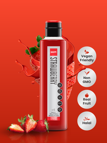 SHOTT Beverages Strawberry Syrup 1L x SodaXpress PINNACLE Starter Kit